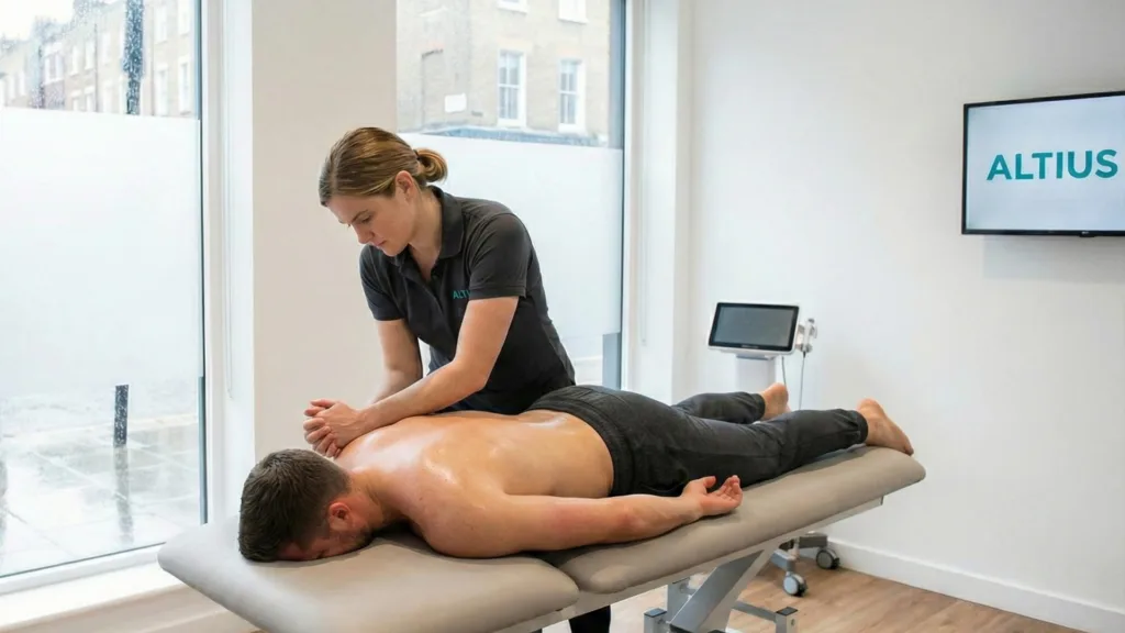 Physiotherapist treating a patient at Altius Healthcare